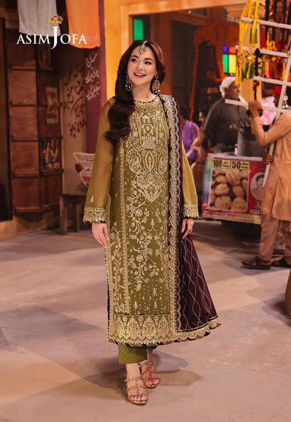 Asim Jofa Green Unstitched Embroidered Chiffon Suit | Designer Salwar Kameez for Party Wear & Eid Festivities