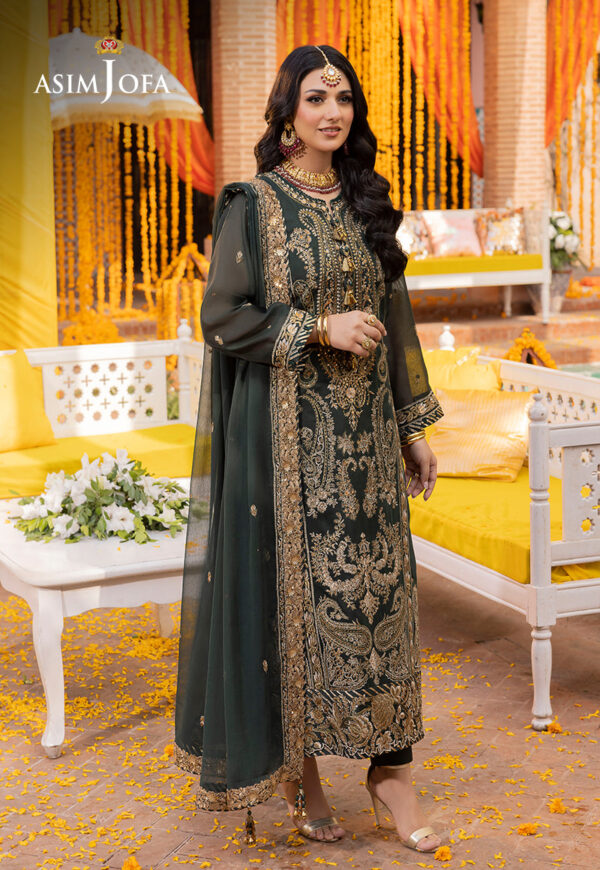 Asim Jofa Collection Embroidered Paper Cotton Salwar Kameez | Pakistani Designer Wedding & Party Dress - Image 3