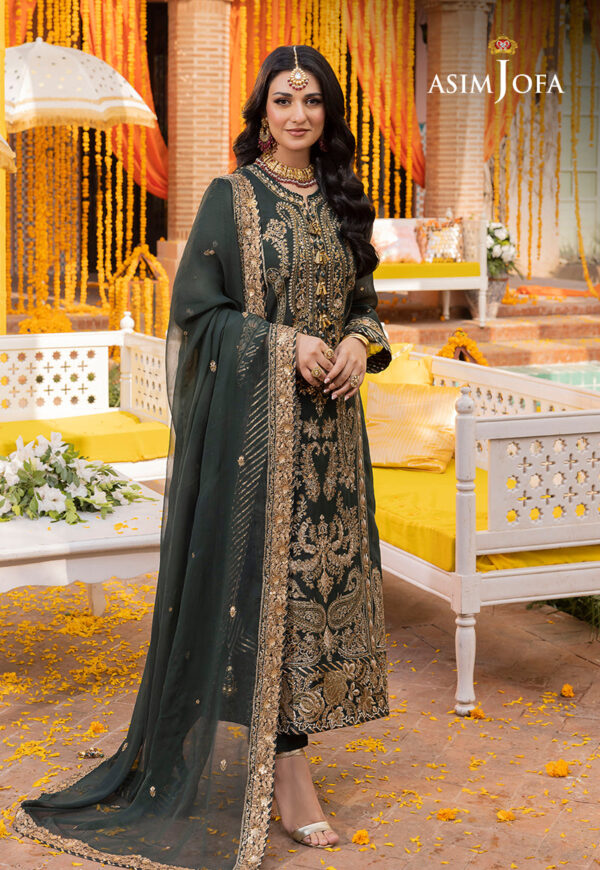 Asim Jofa Collection Embroidered Paper Cotton Salwar Kameez | Pakistani Designer Wedding & Party Dress - Image 4