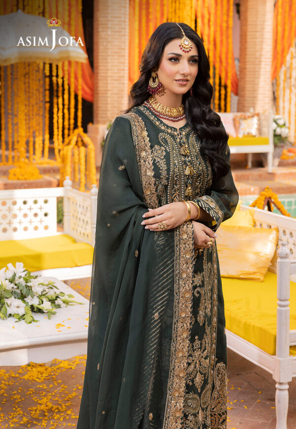 Asim Jofa Collection Embroidered Paper Cotton Salwar Kameez | Pakistani Designer Wedding & Party Dress - Image 5